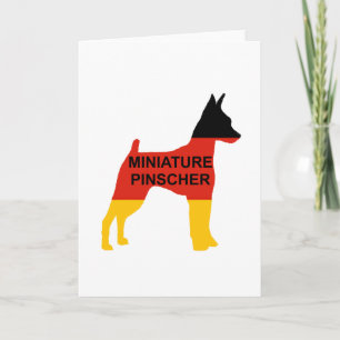 Carte Nom du Pinscher Nain Drapeau Silhouette