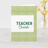 Carte Nom du professeur de bandes blanches et vert citro (Fleur jaune)