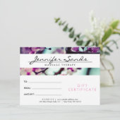 Carte NOM ÉLÉGANT avec certificat cadeau CHERRY BLOSSOMS (Debout devant)