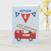 Carte Nom et âge 6 Anniversaire Nephew, Camion (Fleur jaune)