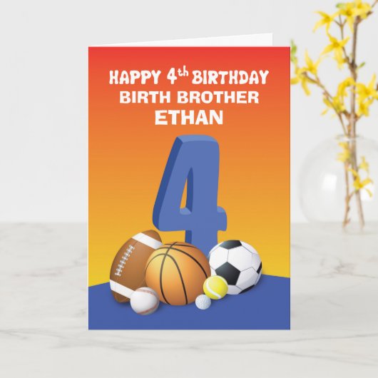 Carte Nom et relation personnalisés Boy 4e anniversaire  (Fleur jaune)