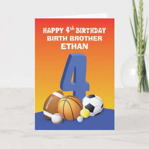 Carte Nom et relation personnalisés Boy 4e anniversaire 