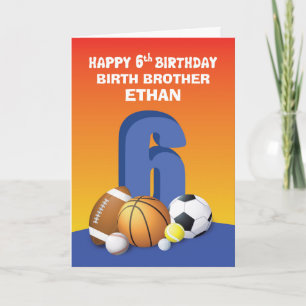 Carte Nom et relation personnalisés Boy 6e anniversaire