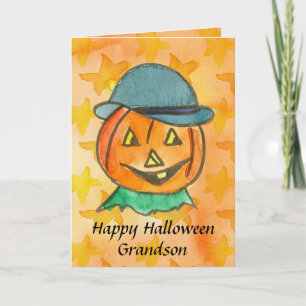 Carte Nom heureux de coutume de petit-fils de Halloween