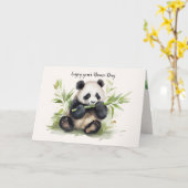 Carte Nom Jour Panda Ours Avec Bambou (Fleur jaune)