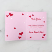 Carte Nom mignon Pink Retro Heart Girly 16e anniversaire (Intérieur)