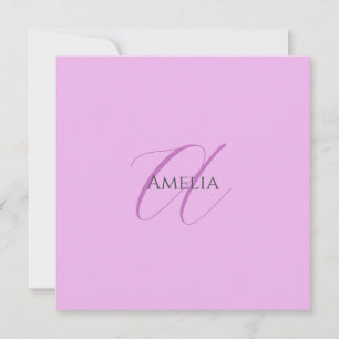 Carte Nom Monogramme Lettre initiale Orchid & Lilac