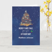 Carte Nom personnalisable de l'arbre de Noël comptable (Fleur jaune)