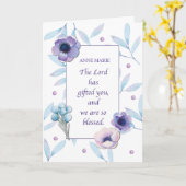 Carte Nom personnalisable Merci Ministère Fleurs bleues (Fleur jaune)