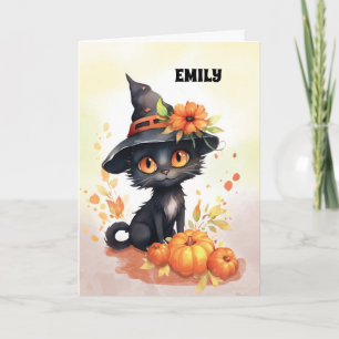 Carte Nom personnalisable Sweet Halloween Chat