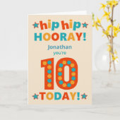 Carte Nom personnalisé 10e anniversaire Hip Horay (Fleur jaune)