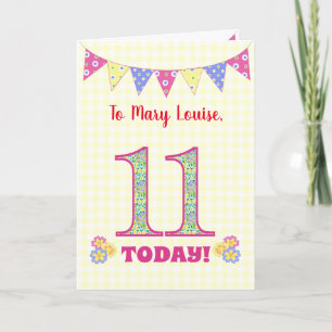 Carte Nom personnalisé 11e anniversaire Primroses Buntin