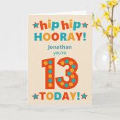 Carte Nom personnalisé 13e anniversaire Hip Horay (Fleur jaune)