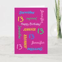 Nom personnalisé, 13e anniversaire, Salutation ros