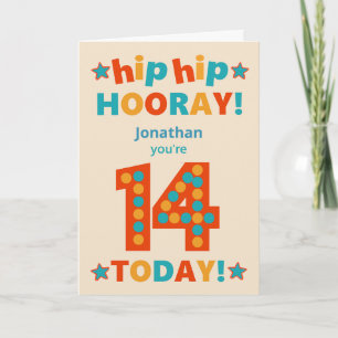 Carte Nom personnalisé 14e anniversaire Hip Horay