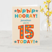 Carte Nom personnalisé 15e anniversaire Hip Horay (Fleur jaune)