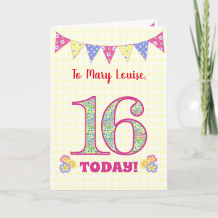 Carte Nom personnalisé 16e anniversaire Primroses Buntin