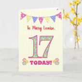 Carte Nom personnalisé 17e anniversaire Primroses Buntin (Fleur jaune)