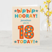 Carte Nom personnalisé 18e anniversaire Hip Horay (Fleur jaune)