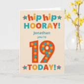 Carte Nom personnalisé 19e anniversaire Hip Horay (Fleur jaune)
