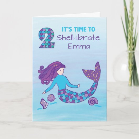 Carte Nom personnalisé 2e anniversaire Sparkly Look Merm (Devant)