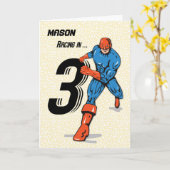 Carte Nom personnalisé, 3e anniversaire Superhero (Fleur jaune)