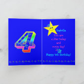 Carte Nom personnalisé 4e anniversaire étoiles (Intérieur)