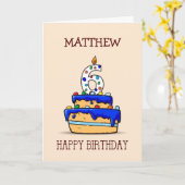 Carte Nom personnalisé, 6e anniversaire, 6 sur le gâteau (Fleur jaune)