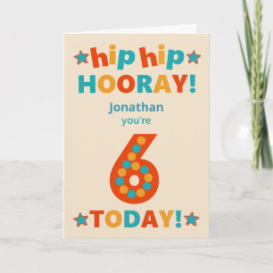Carte Nom personnalisé 6e anniversaire Hip Hooray