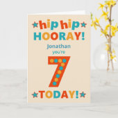 Carte Nom personnalisé 7e anniversaire Hip Hooray (Fleur jaune)