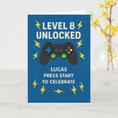 Carte Nom personnalisé 8e anniversaire Game Controller A (Fleur jaune)