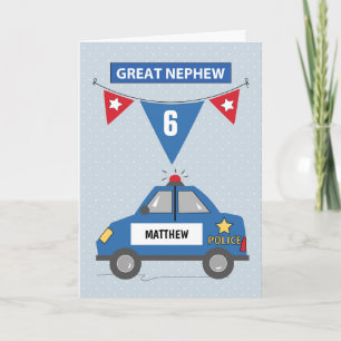 Carte Nom personnalisé Age Great Nephew 6th Birthday Pol