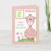 Carte Nom personnalisé âge petite fille anniversaire (Devant)