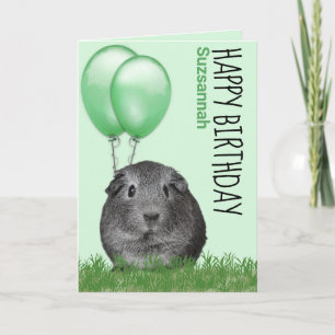 Carte Nom personnalisé Anniversaire Cochon d'Inde Ballon