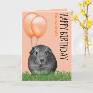 Carte Nom personnalisé Anniversaire Cochon d'Inde Ballon
