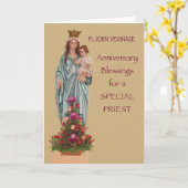 Carte Nom personnalisé Anniversaire de l'ordination avec (Fleur jaune)