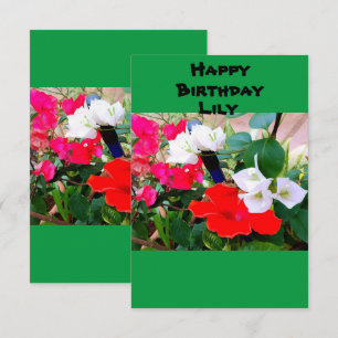 Carte Nom personnalisé Aquarelle rouge Hibiscus Jour de 