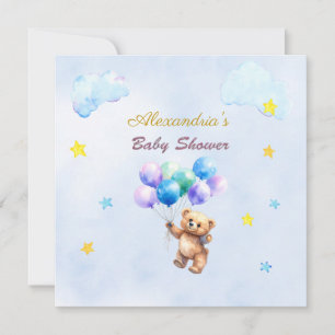 Carte Nom personnalisé Baby shower de ballons flottants