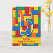 Carte Nom personnalisé Blocs empilés 5e anniversaire (Fleur jaune)