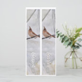 Carte Nom personnalisé Cardinal d'hiver Deux Signets (Debout devant)