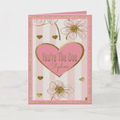 Carte Nom personnalisé Coeurs d'or rose Fleurs Valentine (Devant)