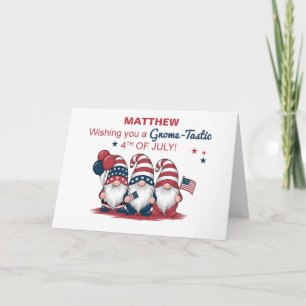 Carte Nom personnalisé Cute Gnomes 4 juillet