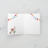 Carte Nom personnalisé Cute Llama Cactus Anniversaire (Intérieur)