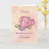 Carte Nom personnalisé de la retraite Roses de fleurs d' (Fleur jaune)