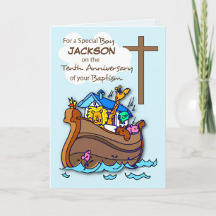 Carte Nom personnalisé Dixième anniversaire de baptême g