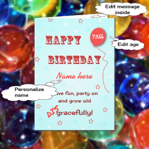 Carte Nom personnalisé et âge drôle âge vieux 75e