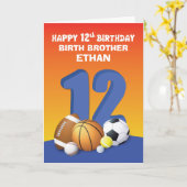 Carte Nom personnalisé et relation garçon 12e anniversai (Fleur jaune)