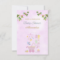 Nom personnalisé Fée Rose Poussette Baby Shower