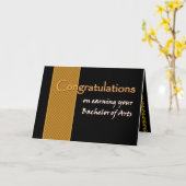 Carte NOM PERSONNALISÉ Félicitations - Bachelor of Arts (Fleur jaune)