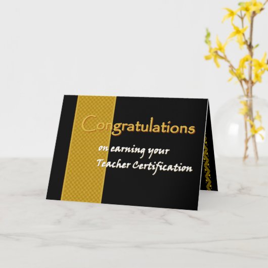 Carte NOM PERSONNALISÉ Félicitations ENSEIGNANT Certific (Fleur jaune)